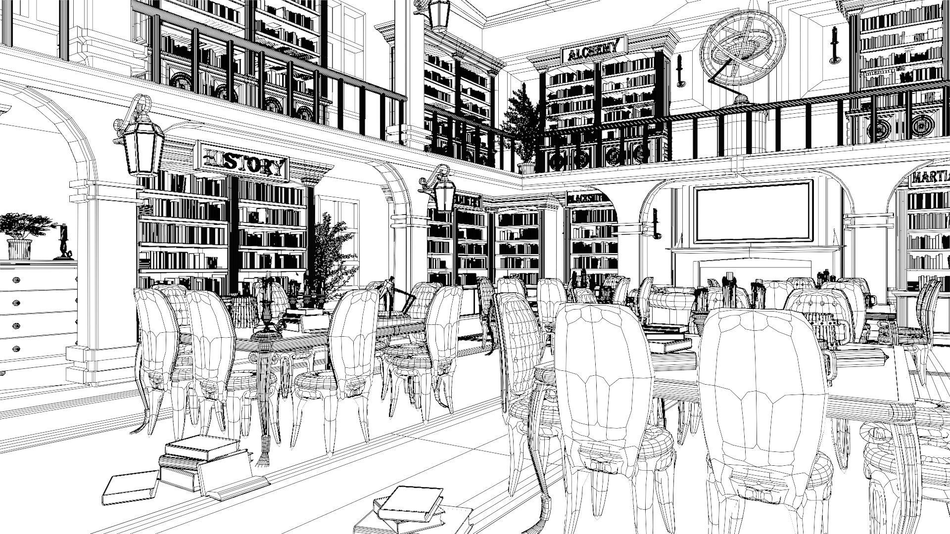 High detail Library 3D model | CGTrader