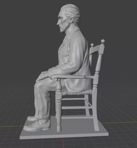 Vincent Van Gogh Statue 3D print model_2