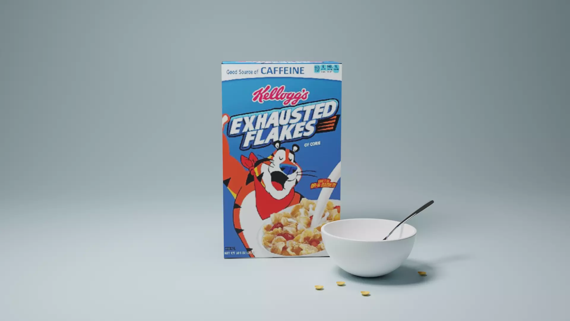 CerealBox And a bowl with a spoon 3D model