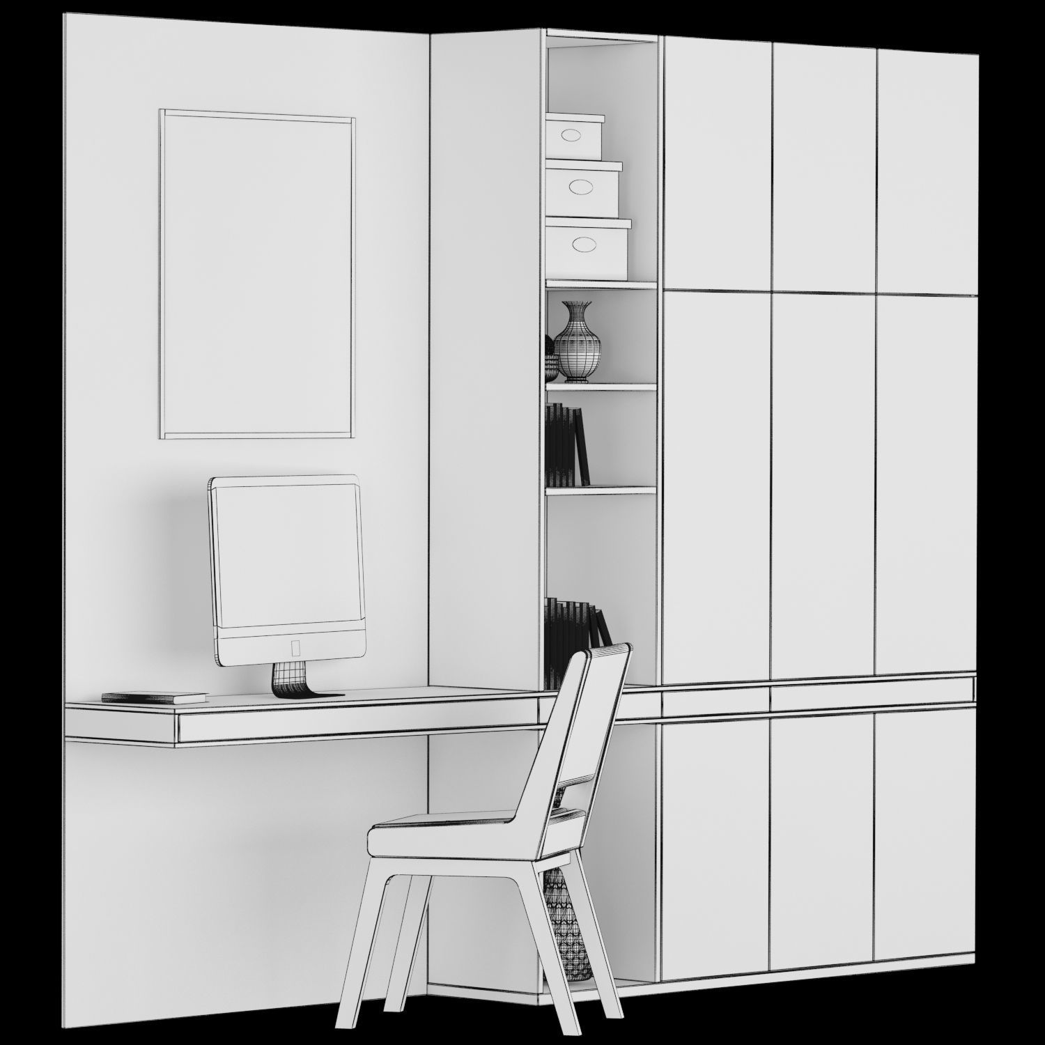 Shelf and working table 6 3D model_4