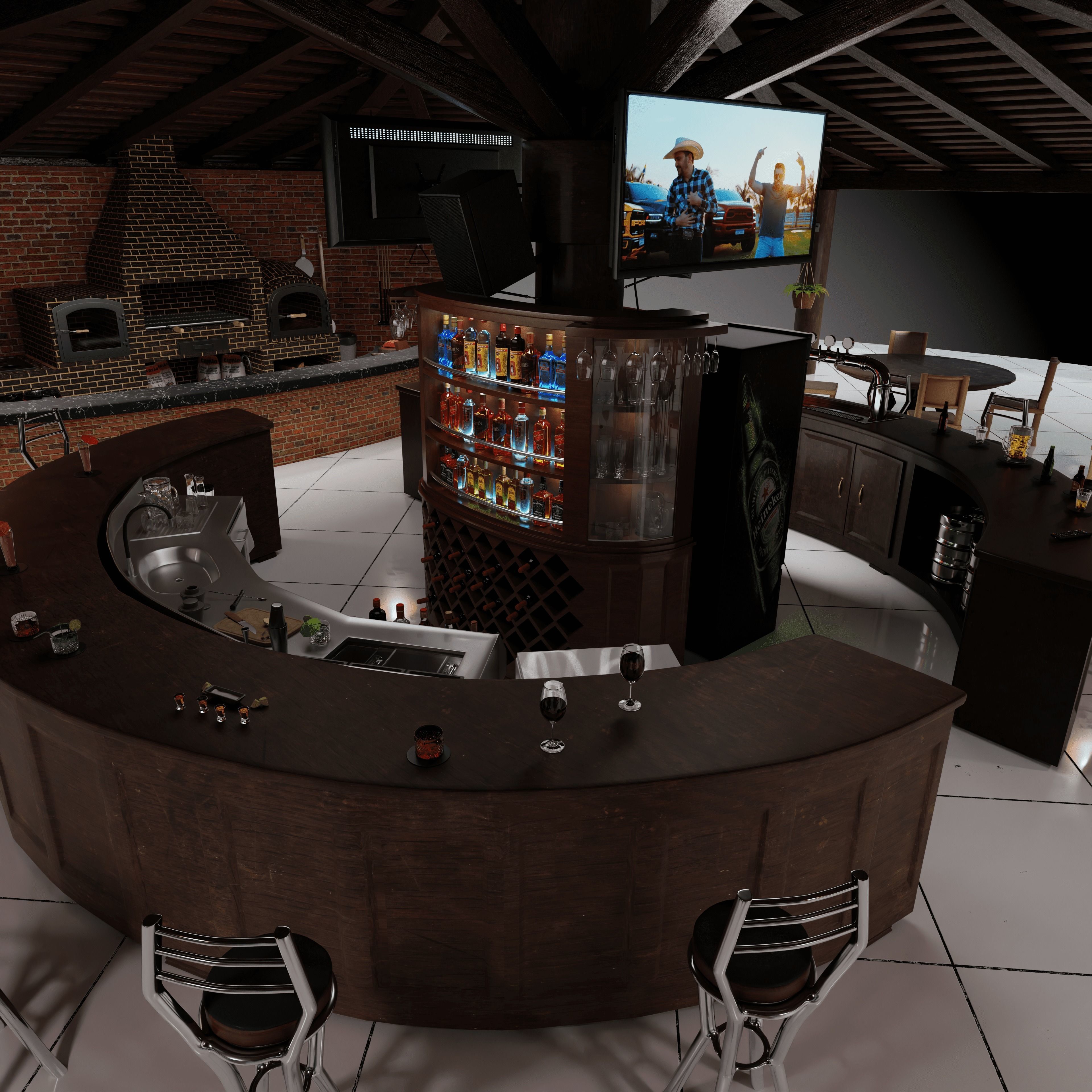 Bottles of drinking bar Low-poly 3D model_8