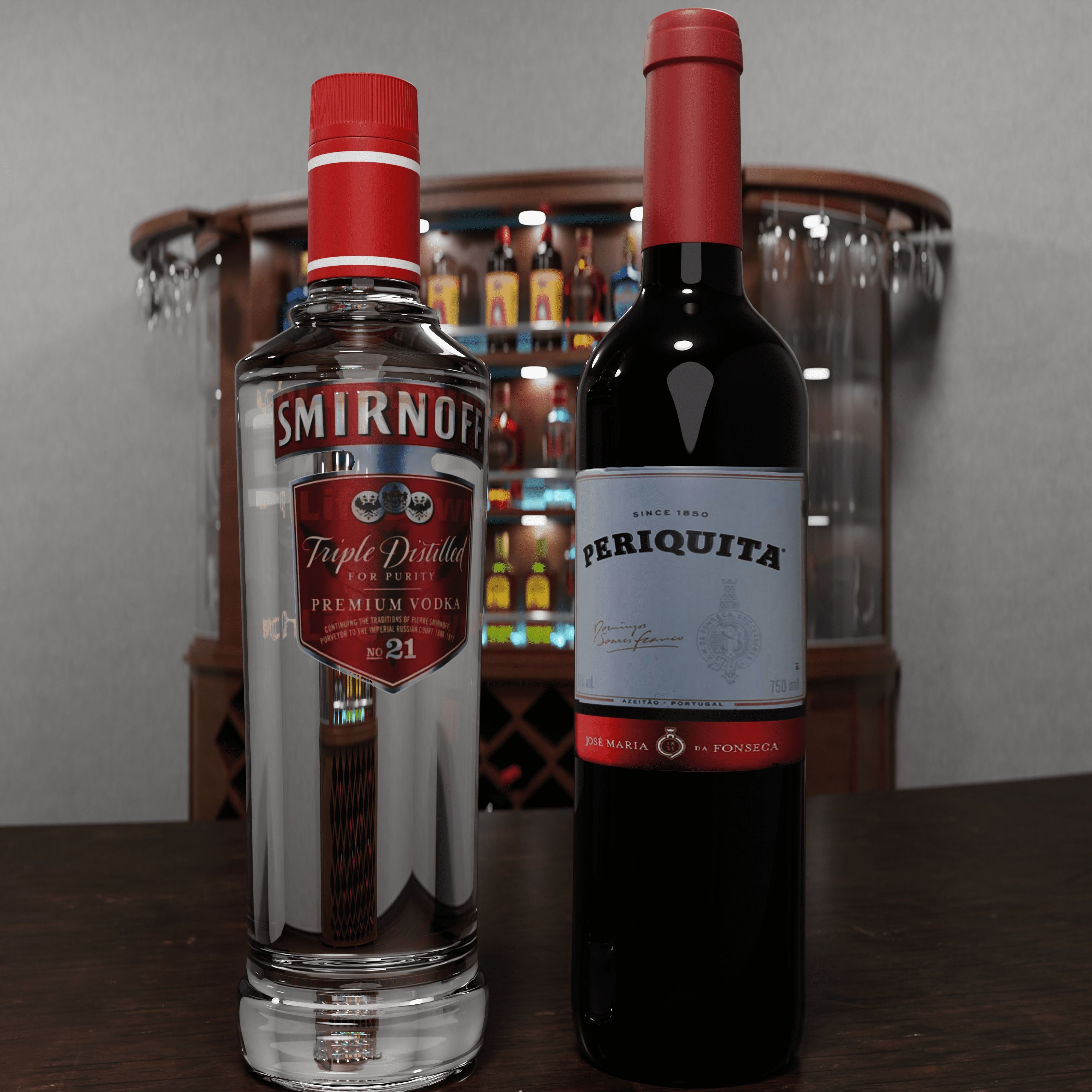 Bottles of drinking bar Low-poly 3D model_5