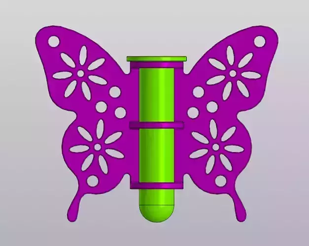 Butterfly Wall Hanging Vase for dried and artificial flowers 3D print model