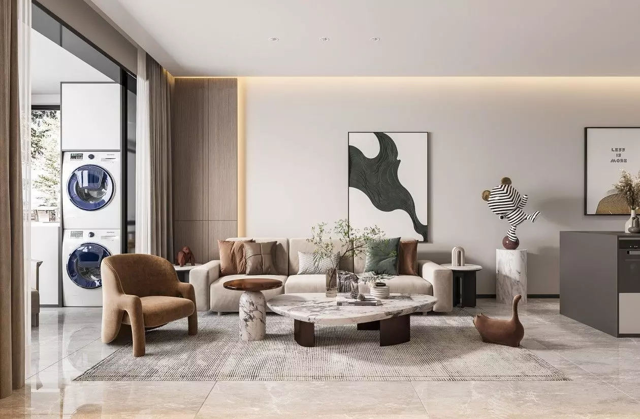 Modern style living room CR rendering interior design model 3D model