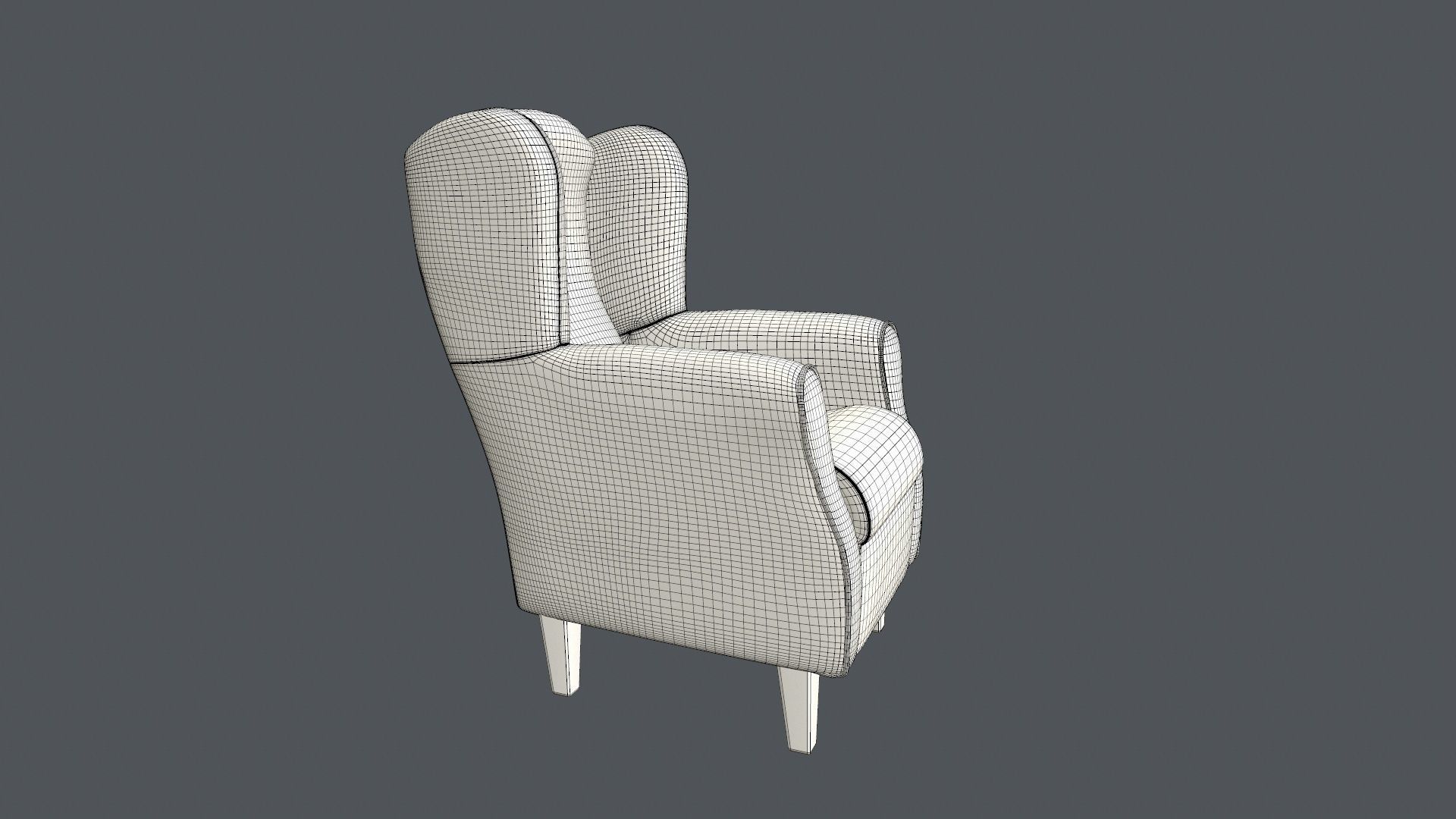 WingBack Chair 3D model_12