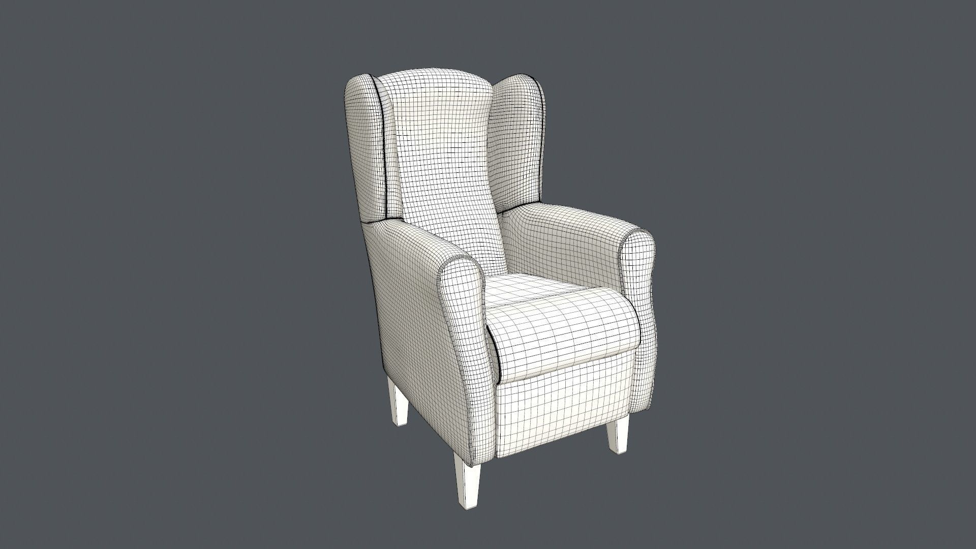WingBack Chair 3D model_11