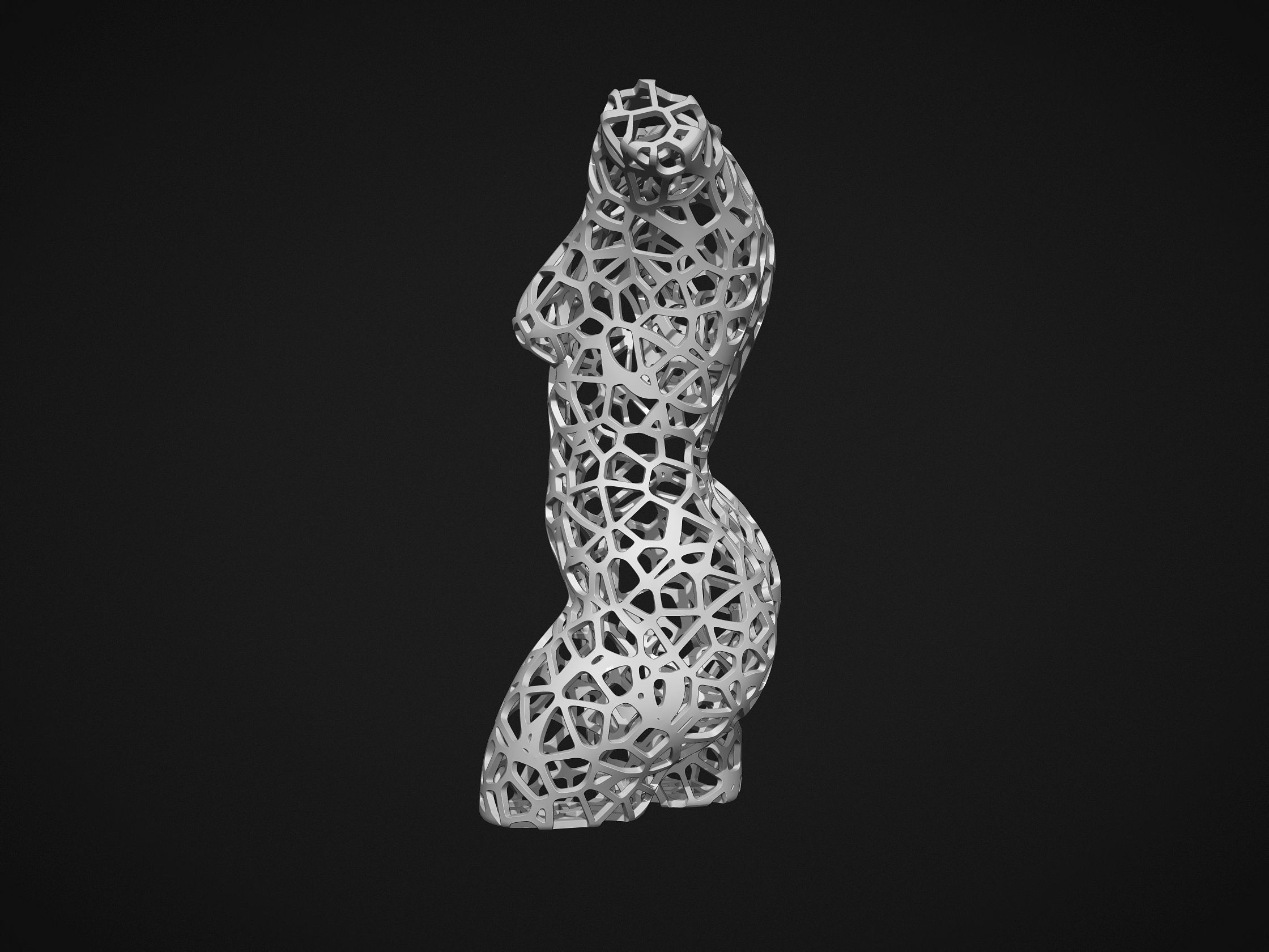 Female Torso Lattice Voronoi 3D print model_5