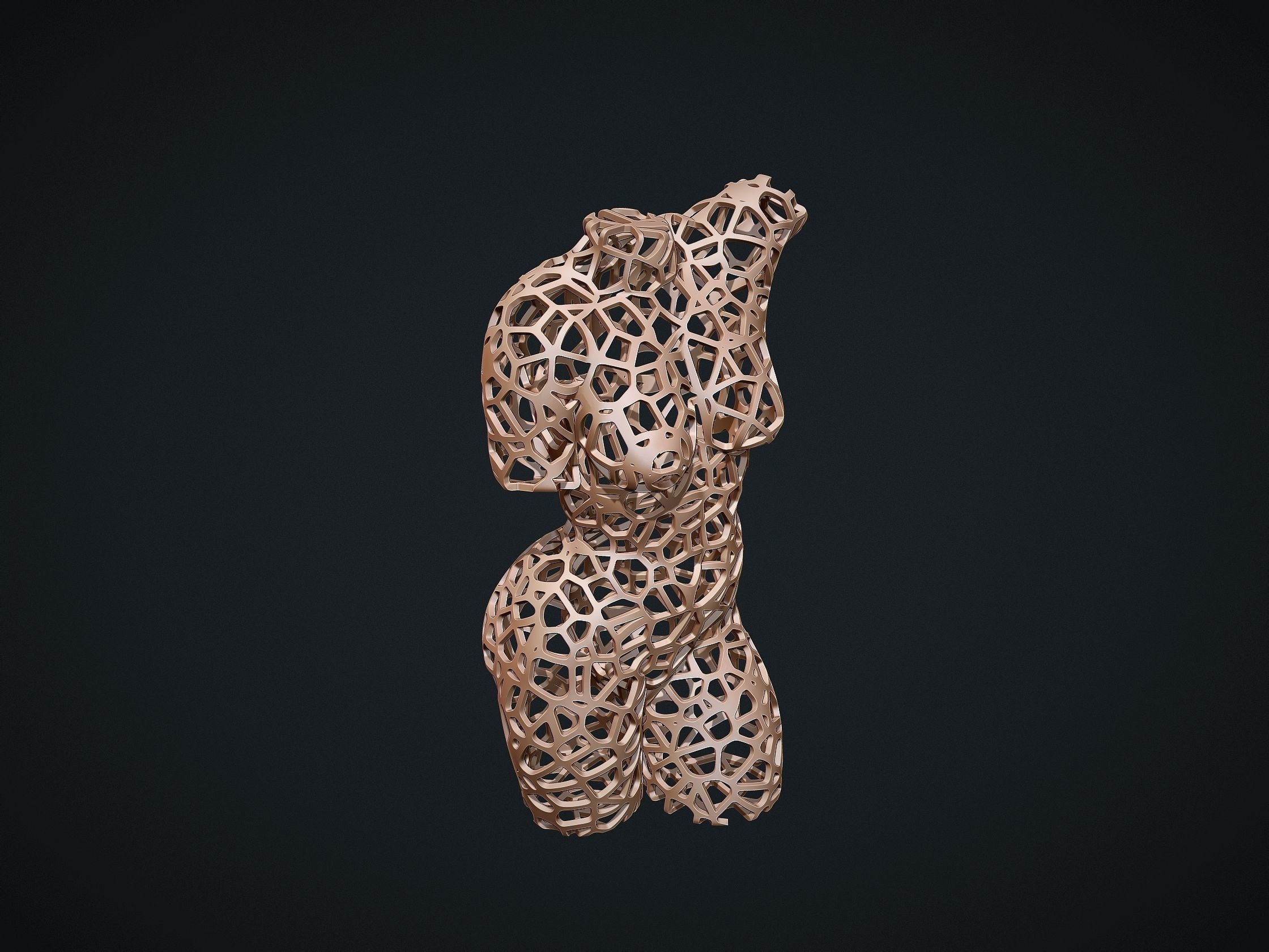 Female Torso Lattice Voronoi 3D print model_9