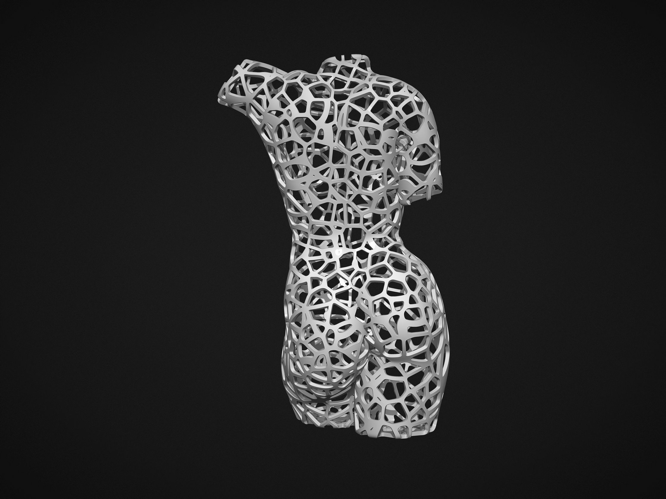 Female Torso Lattice Voronoi 3D print model_4