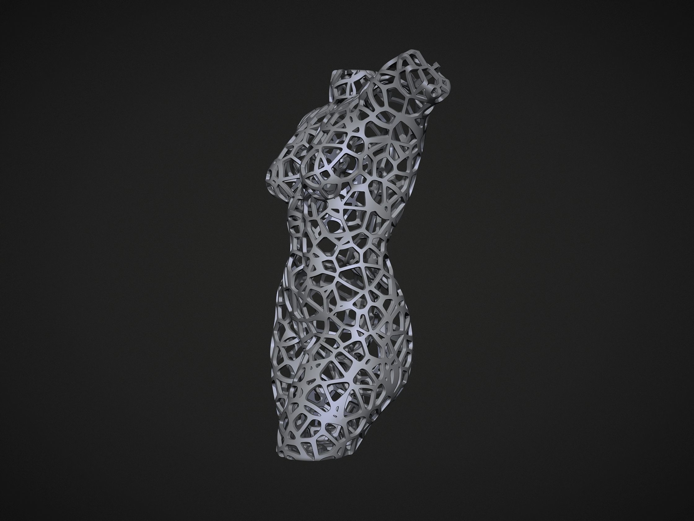 Female Torso Lattice Voronoi 3D print model_2