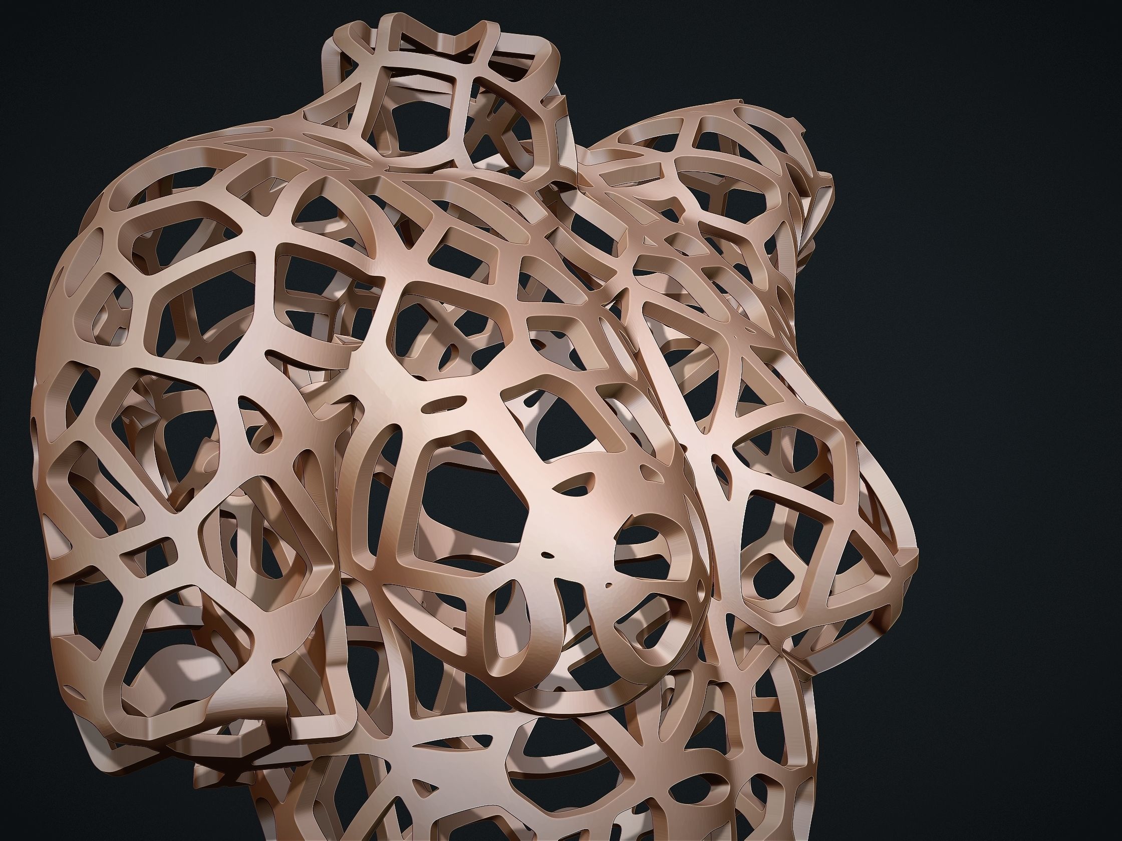 Female Torso Lattice Voronoi 3D print model_7