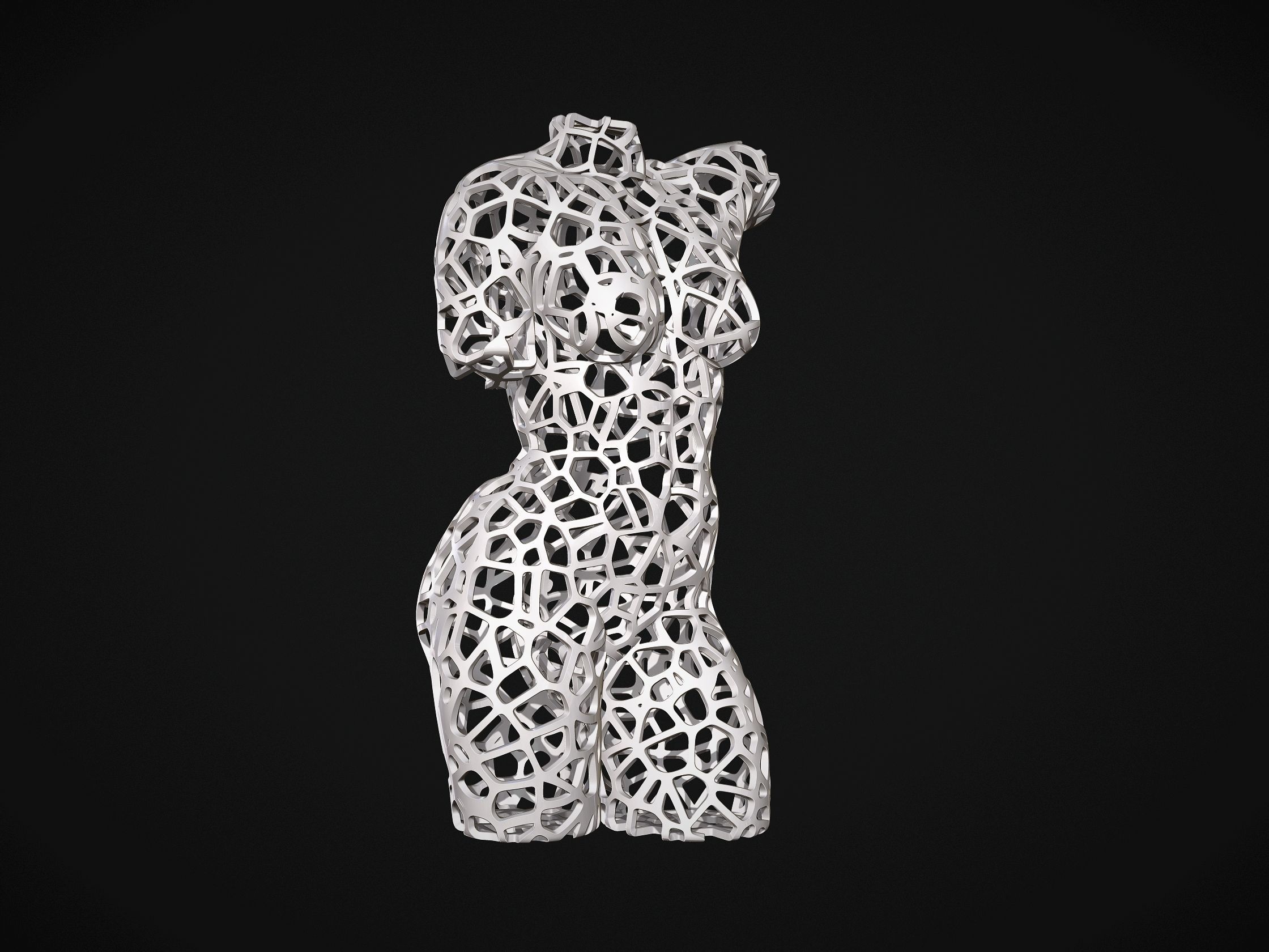 Female Torso Lattice Voronoi 3D print model_3