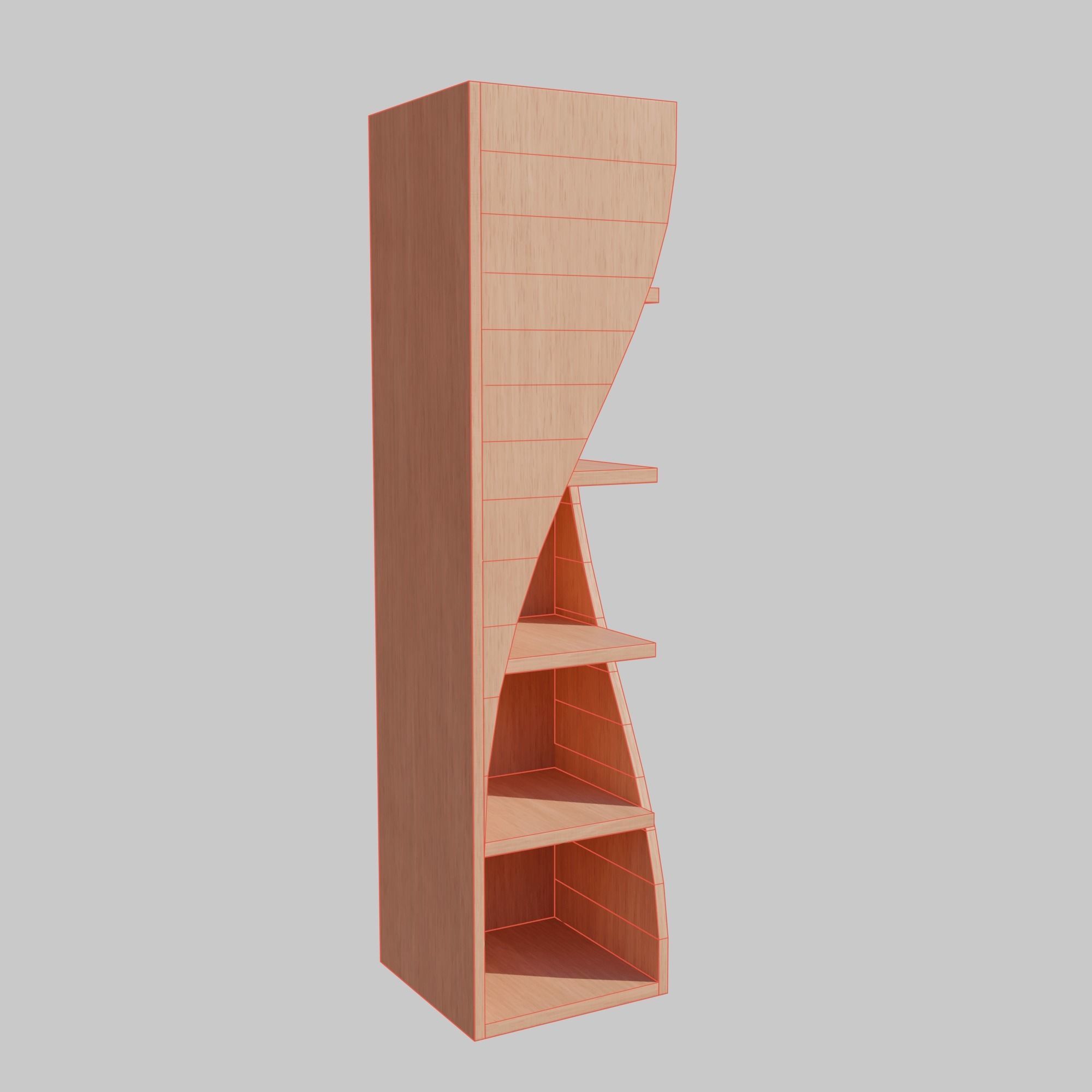 Rounded bookshelf Low-poly 3D model_4