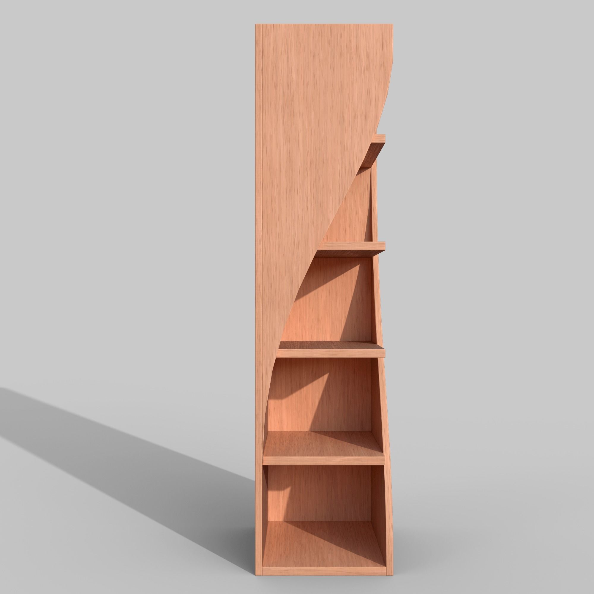 Rounded bookshelf Low-poly 3D model_1