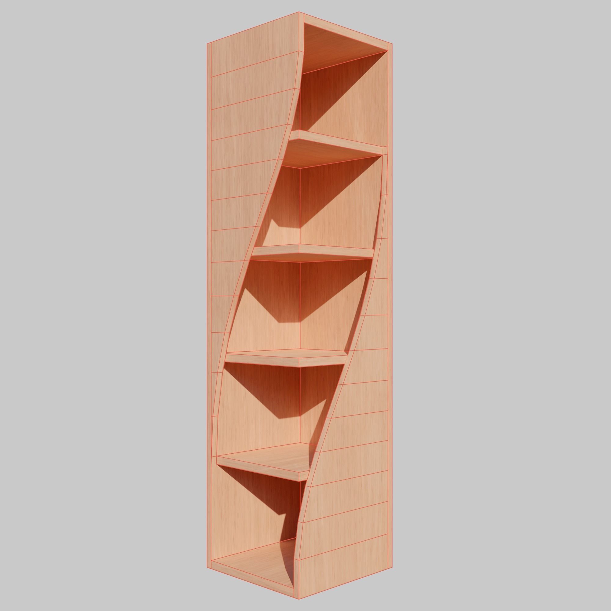 Rounded bookshelf Low-poly 3D model_3