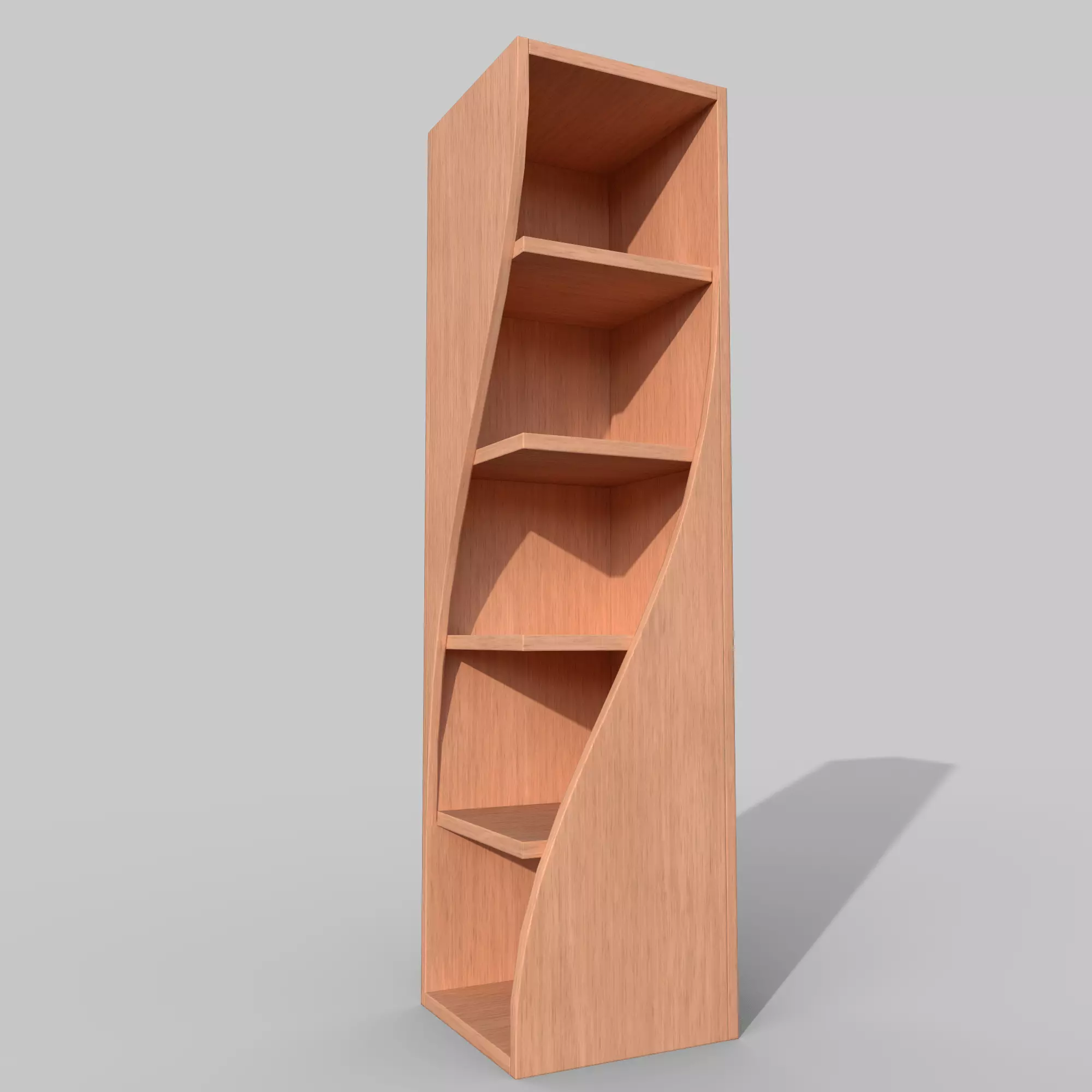 Rounded bookshelf Low-poly 3D model_0
