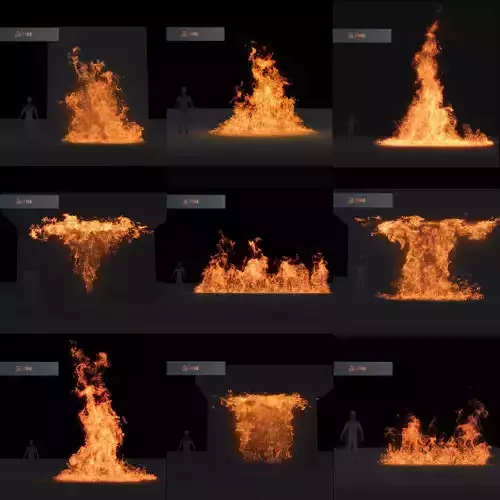 10 Fire Animations Pack 3D model
