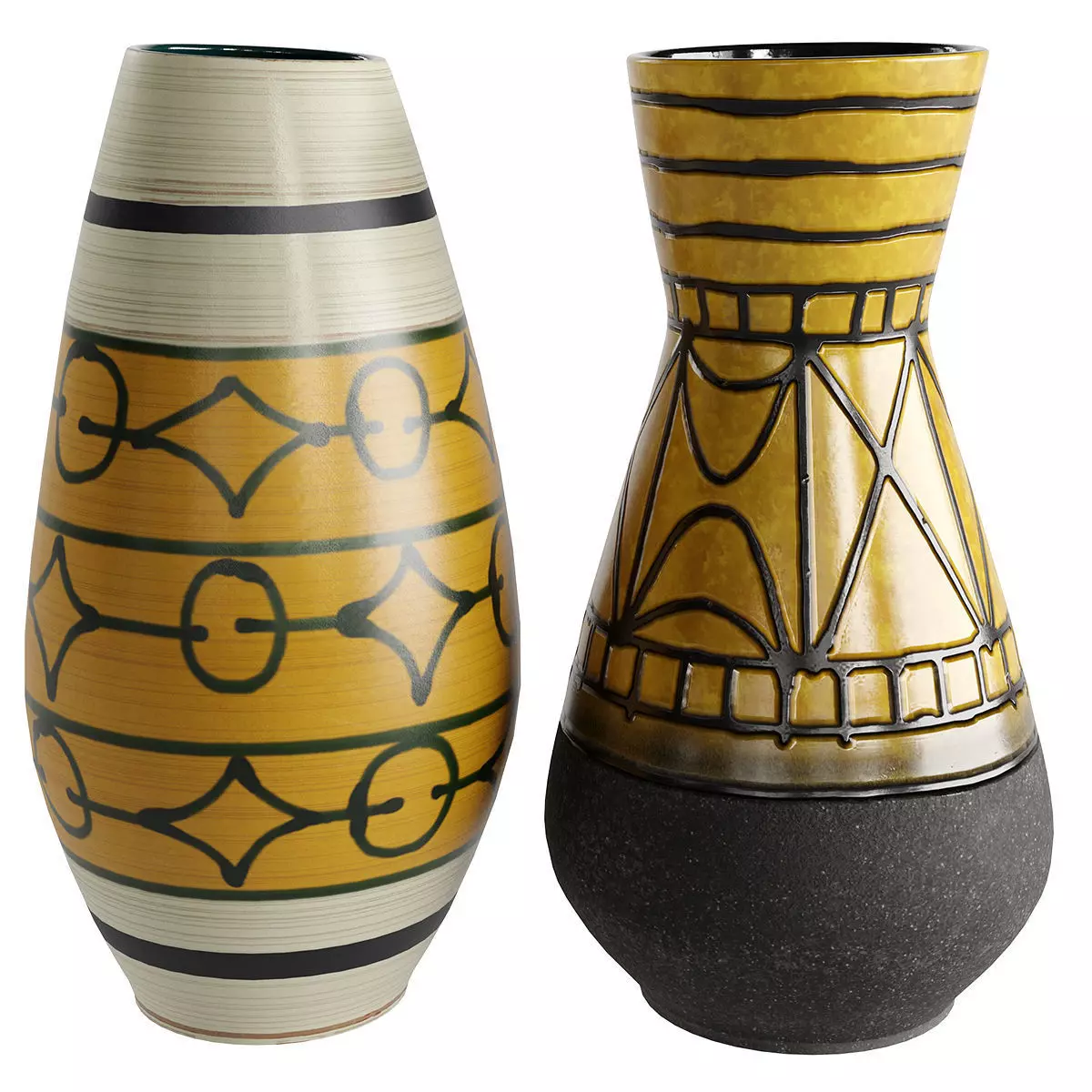 Set of 2 Fat Lava Pottery Vases Heinz Siery  3D model_0