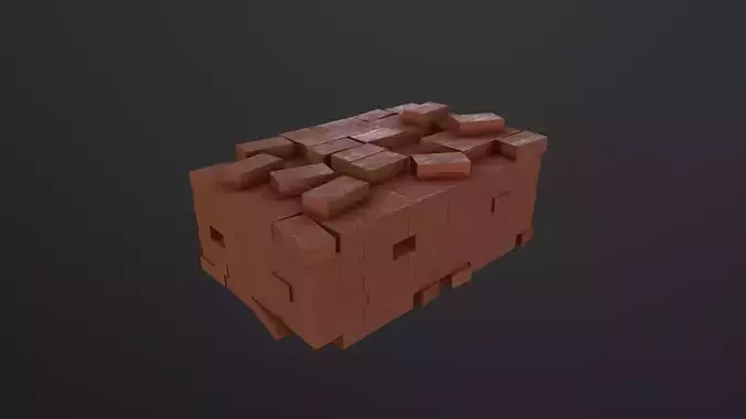 Pile of Bricks 3D Model Low-poly 3D model