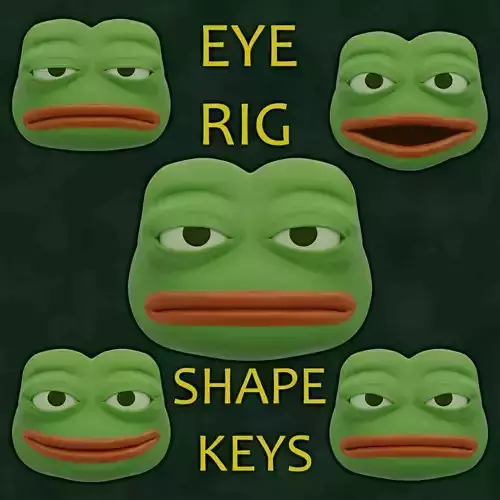 Pepe the Frog Eye Rig and 5 Shape Keys Expressions Bundle Low-poly 3D model