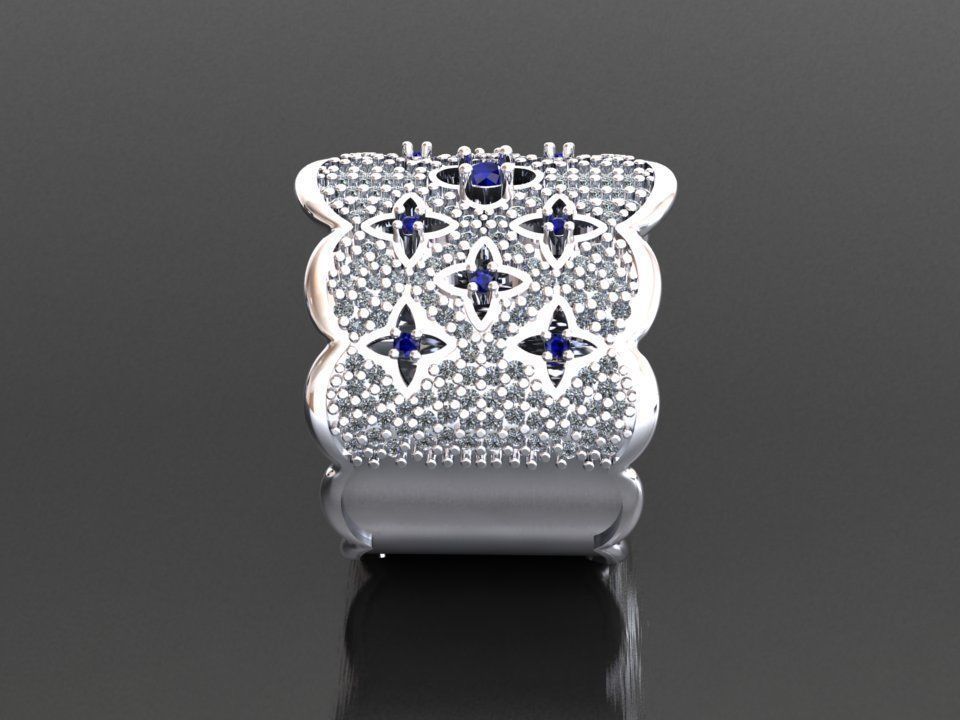 LV RING GEM 3D print model_8