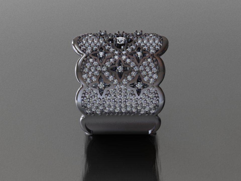 LV RING GEM 3D print model_3