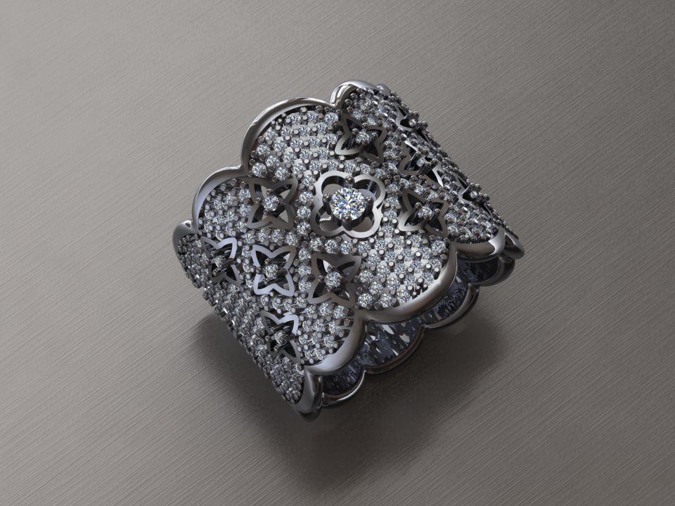 LV RING GEM 3D print model_4