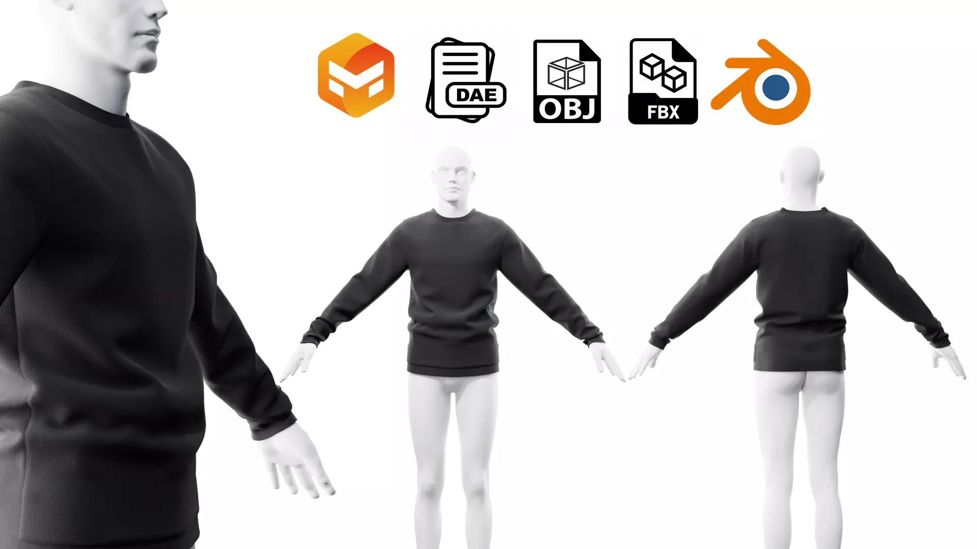 Black Sweatshirt 3D model_0