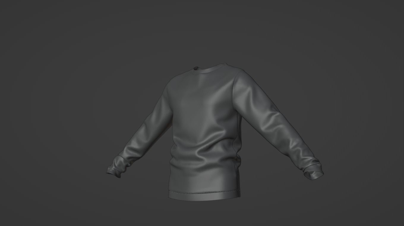 Black Sweatshirt 3D model_7