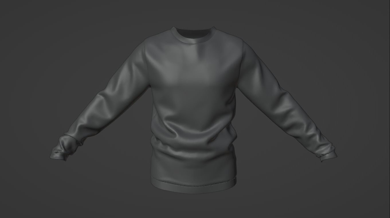 Black Sweatshirt 3D model_4