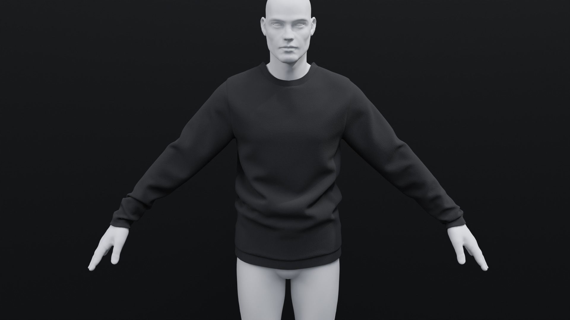 Black Sweatshirt 3D model_3