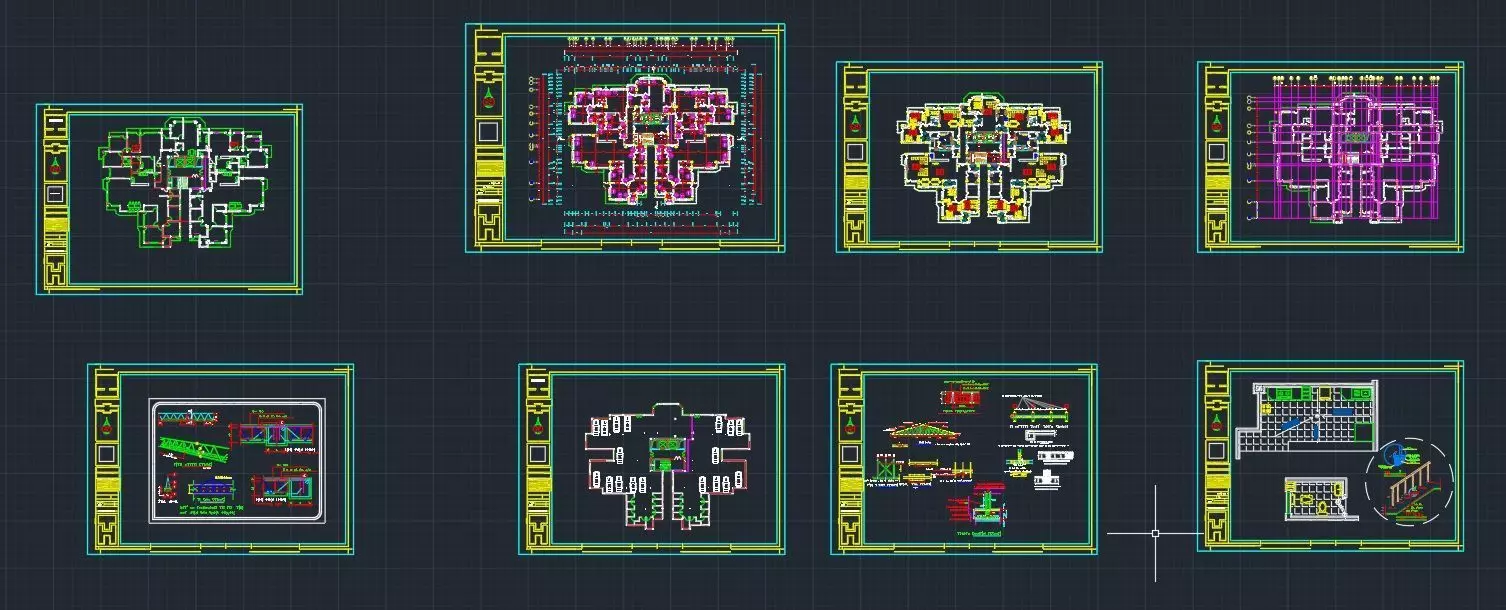 Residental Buildings Full 2D PLAN Free 3D model