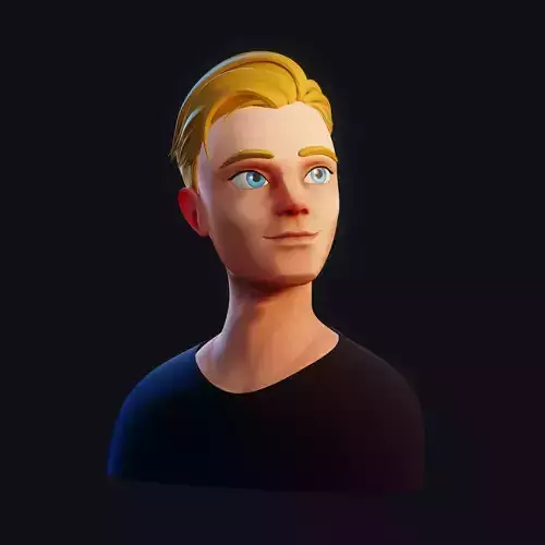 Boy portrait stylized Low-poly 3D model