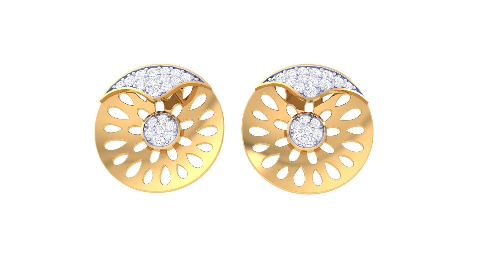 Women studs Earrings 3dm stl 3mf obj glb gltf mtl render detail 3D print model_5