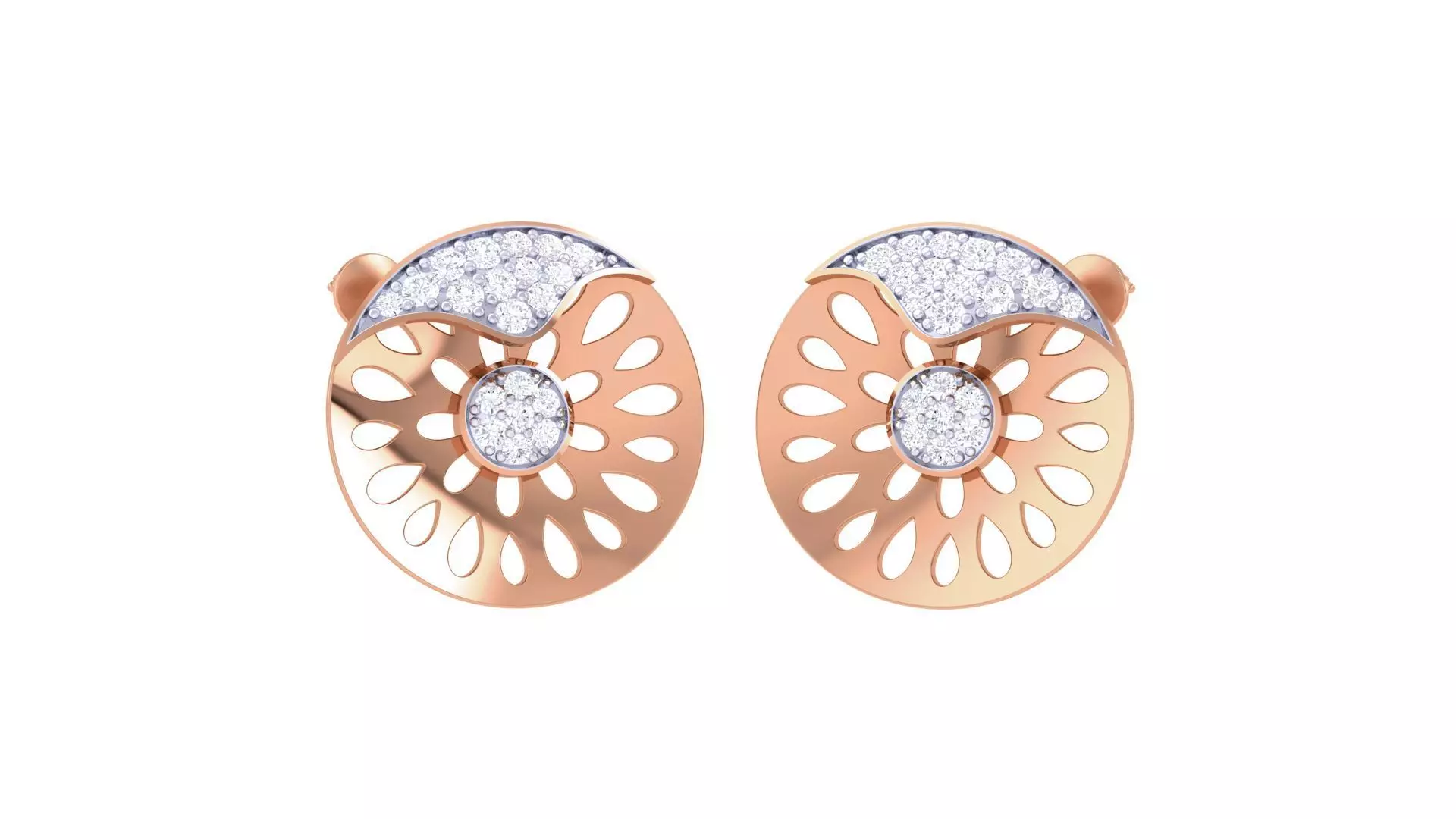 Women studs Earrings 3dm stl 3mf obj glb gltf mtl render detail 3D print model_0