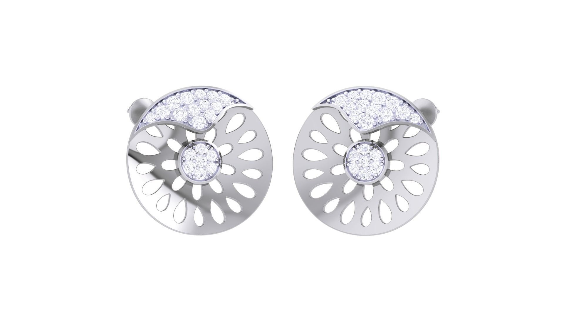 Women studs Earrings 3dm stl 3mf obj glb gltf mtl render detail 3D print model_2