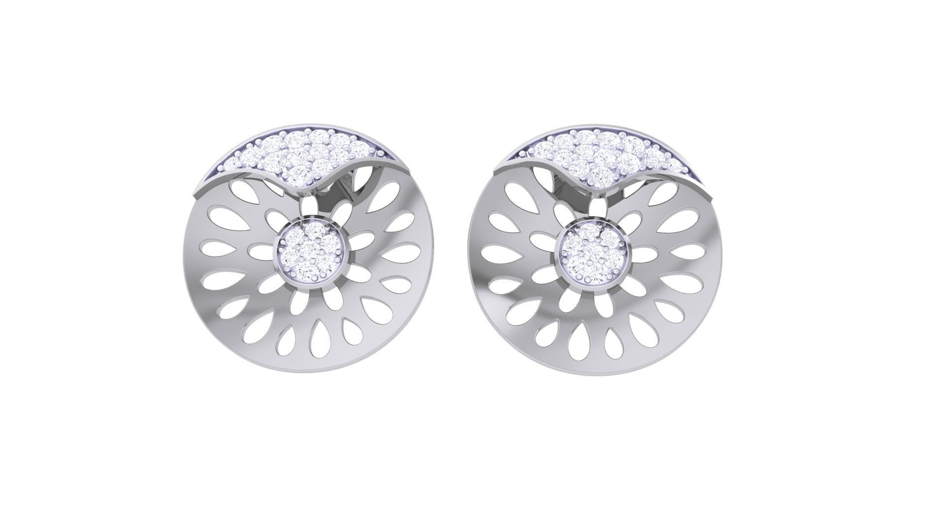 Women studs Earrings 3dm stl 3mf obj glb gltf mtl render detail 3D print model_6