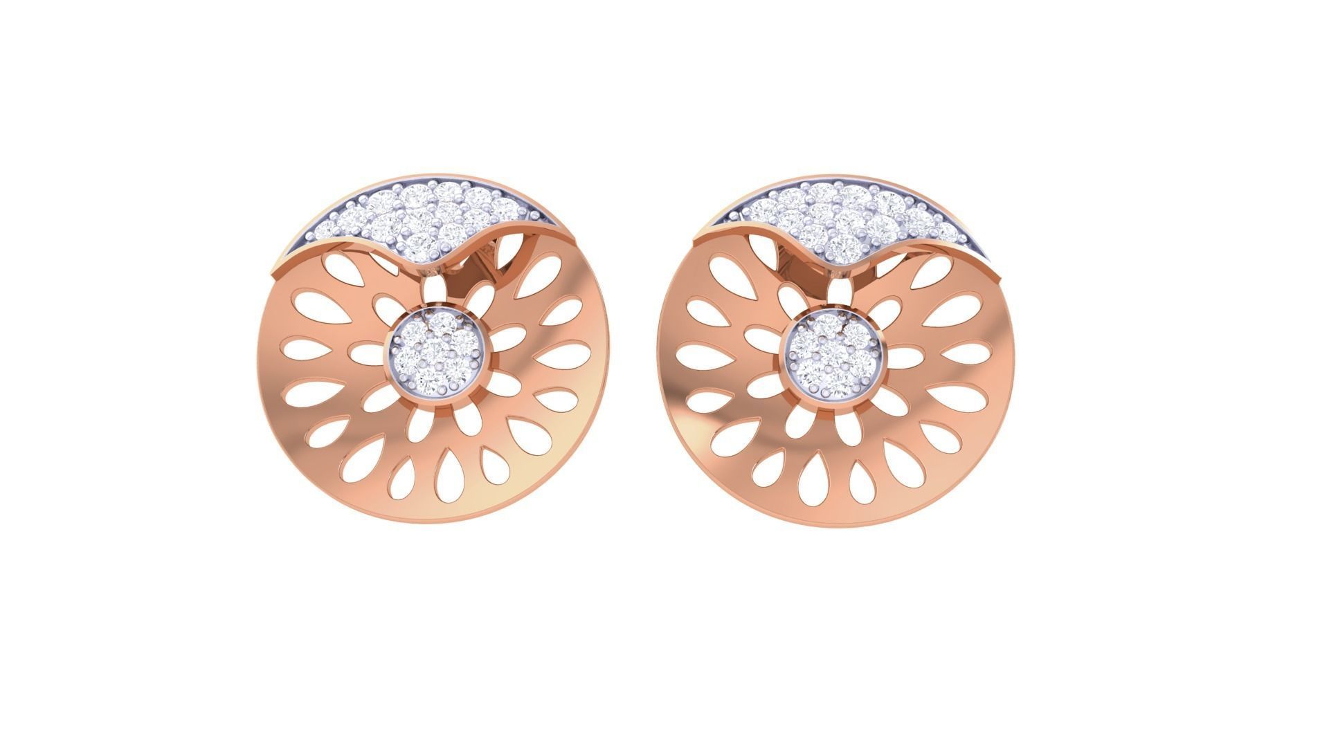 Women studs Earrings 3dm stl 3mf obj glb gltf mtl render detail 3D print model_7