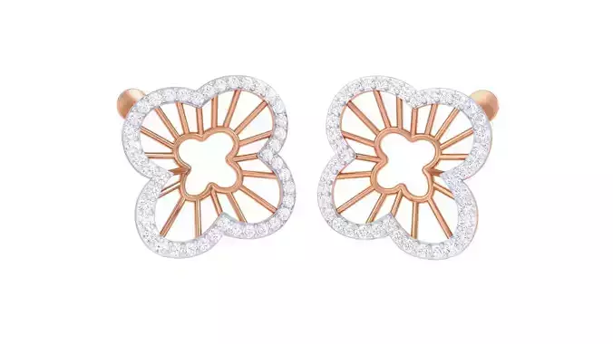 Flower Women studs Earrings 3dm stl 3mf obj glb gltf mtl render
