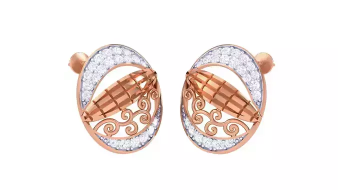 Women studs Earrings 3dm stl 3mf obj glb gltf mtl render detail