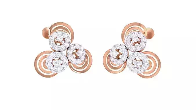 Women studs Earrings 3dm stl 3mf obj glb gltf mtl render detail