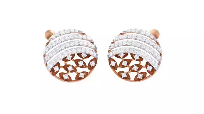 Diamond Mesh Leaves Women studs Earrings 3dm stl 3mf obj glb 