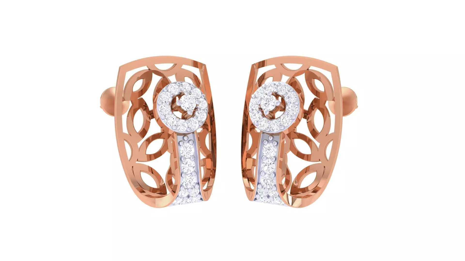 Flower Leaf Mesh Women studs Earrings 3dm stl 3mf obj glb gltf 3D print model