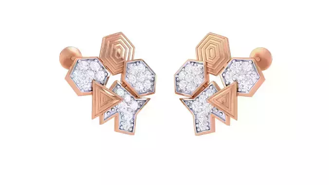 Women studs Earrings 3dm stl 3mf obj glb gltf mtl render detail