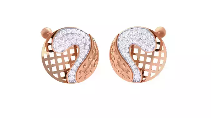 Women studs Earrings 3dm stl 3mf obj glb gltf mtl render detail