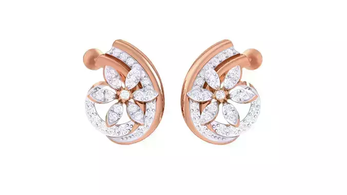 Flower Women studs Earrings 3dm stl 3mf obj glb gltf mtl render