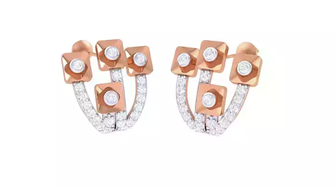 Women studs Earrings 3dm stl 3mf obj glb gltf mtl render detail