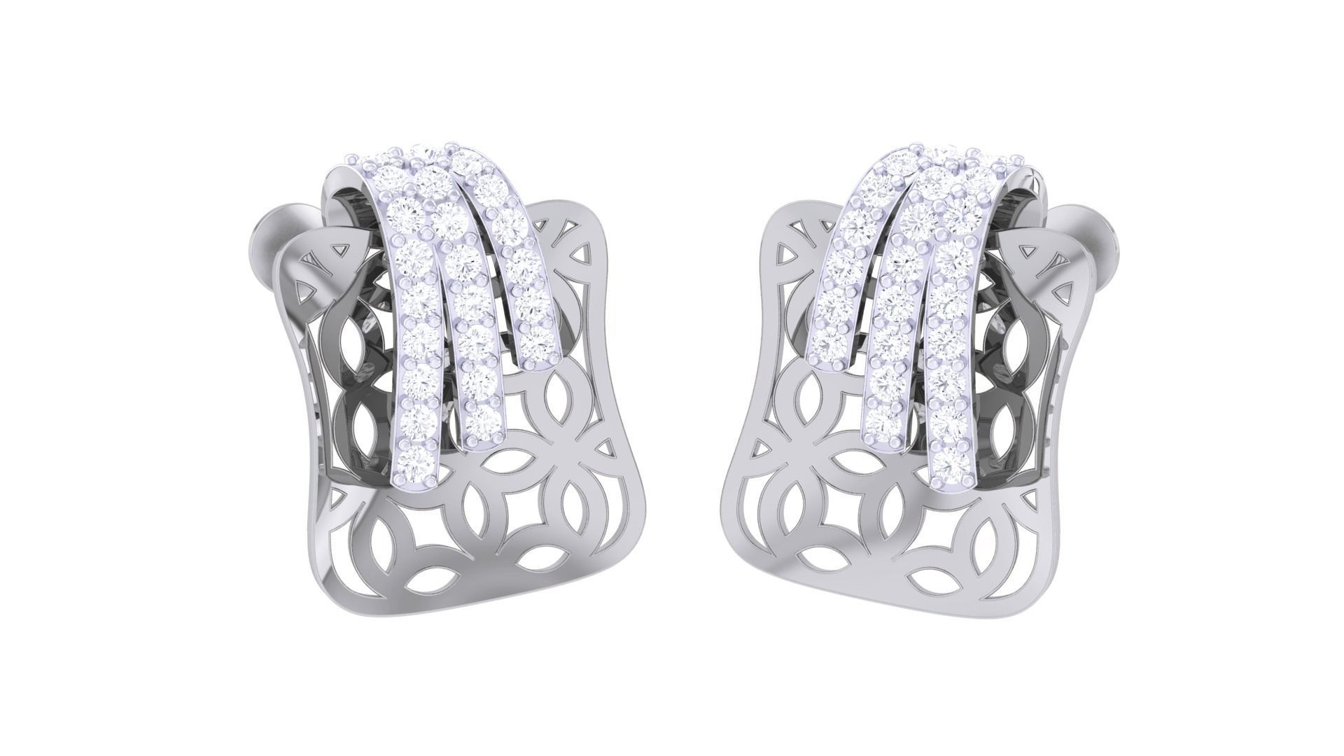 Women studs Earrings 3dm stl 3mf obj glb gltf mtl render detail 3D print model_2