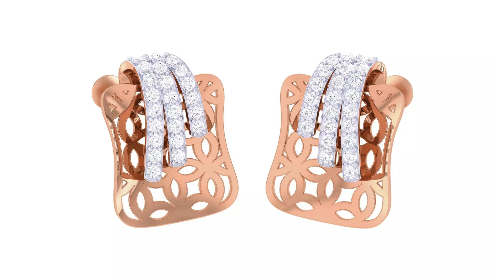 Women studs Earrings 3dm stl 3mf obj glb gltf mtl render detail 3D print model_0