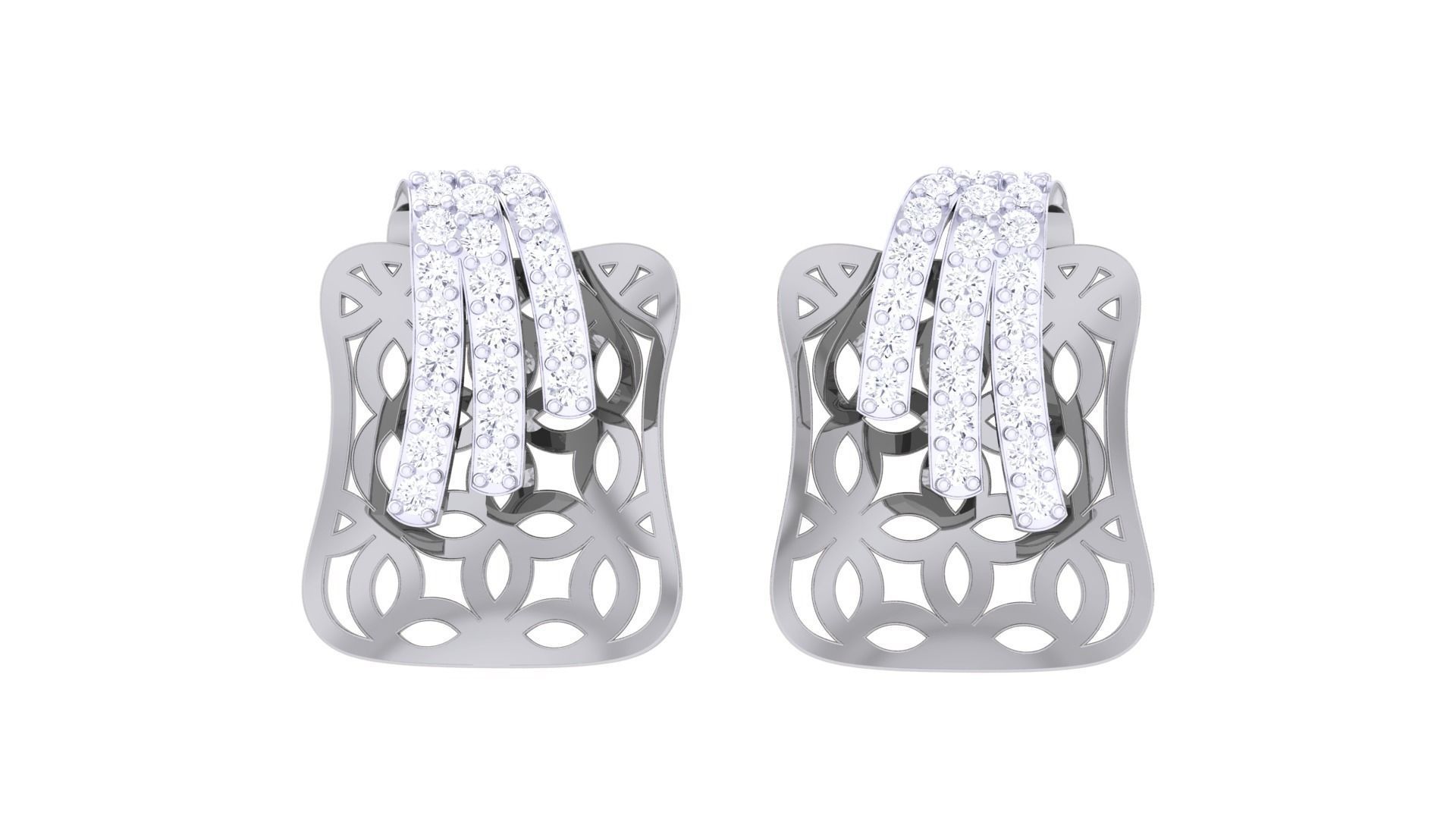 Women studs Earrings 3dm stl 3mf obj glb gltf mtl render detail 3D print model_5